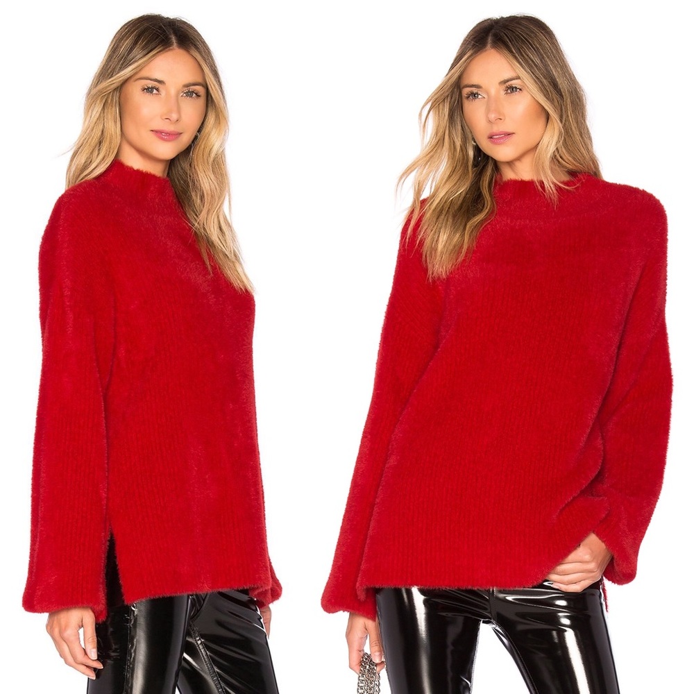 L’Academie Kyla Red Fuzzy Sweater Size XXS